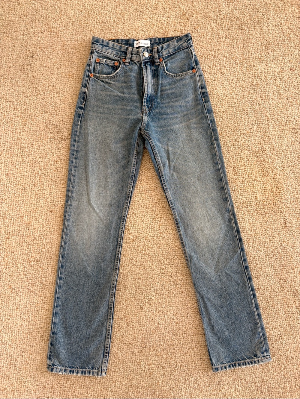 Zara Women's Straight-Leg Denim Jeans - Light Blue Wash